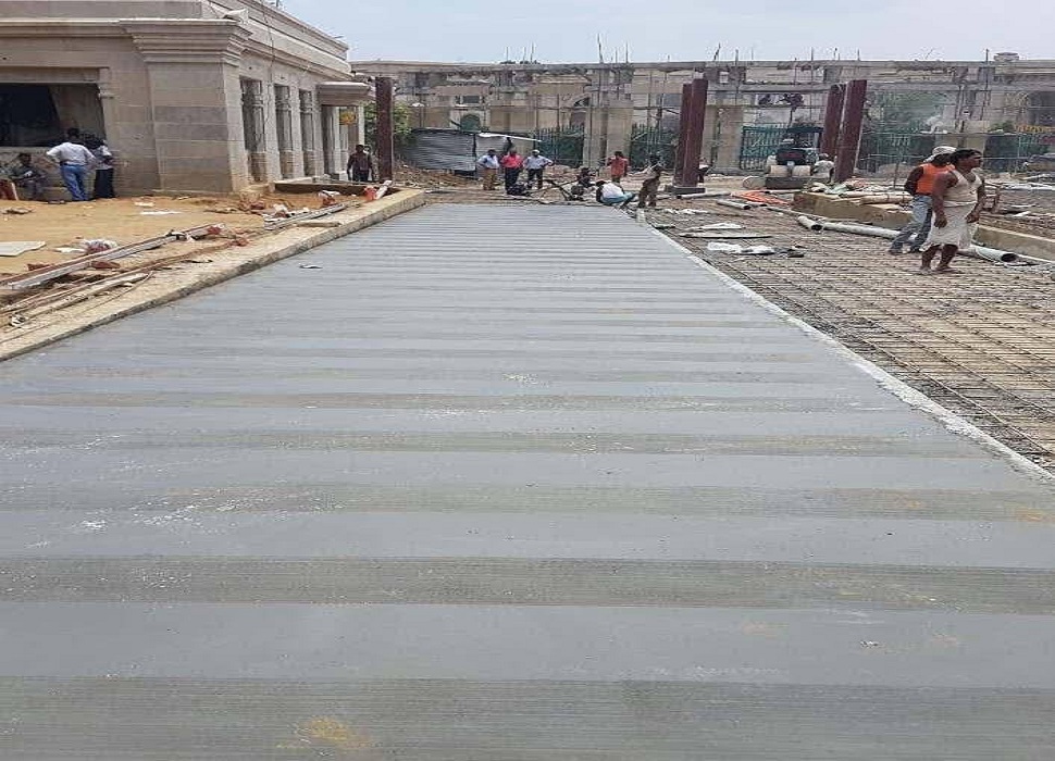 RCC road under construction at an industrial facility