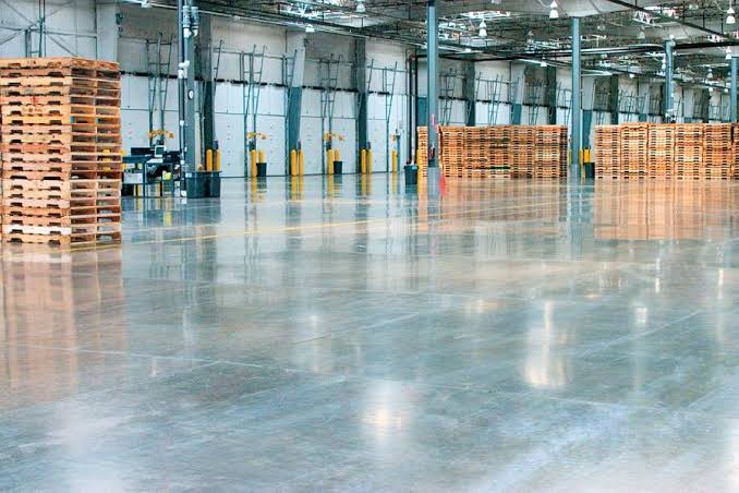 Industrial flooring finished at a factory facility