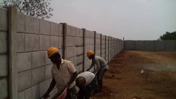 Boundary wall construction at an industrial site