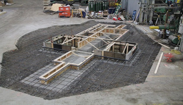 RCC machine foundation under construction at an industrial plant